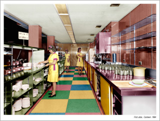 Tracey Moffatt First Jobs, Canteen 1984, 2008; from the series First Jobs; Archival pigments on rice paper with gel medium; 73.5 x 94.5 cm; Paper size: 66 x 88cm; Edition of 20; Enquire