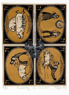 Fiona Hall Rolling in Clover - 27/51, 2004; Gouache on banknotes; 16.5 x 13cm (note) 37.6 x 33.7cm (frame); enquire