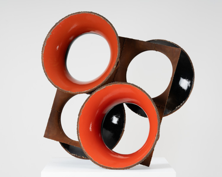 James Angus Afterburner, 2025; steel, enamel paint; 97 x 99 x 46 cm; enquire