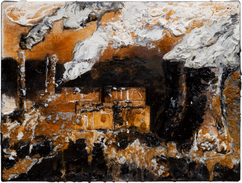 Mandy Martin Powerhouse 2, 2008; ochre, pigment and oil on linen; 30 x 40 cm; enquire