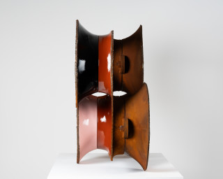 James Angus All Gates Open, 2025; steel, enamel paint; 92 x 130 x 43 cm; enquire