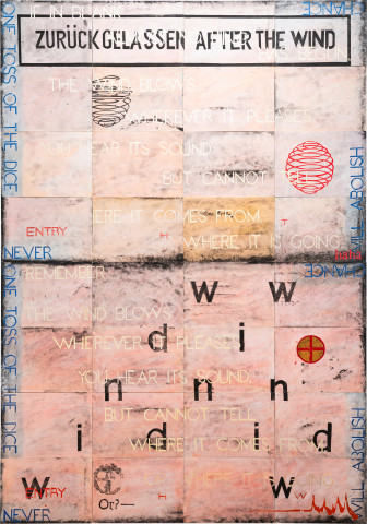 Imants Tillers After the Wind, 2025; synthetic polymer paint, gouache on 32 canvasboards, nos. 117354-117385; 203.2 x 142.2 cm; enquire