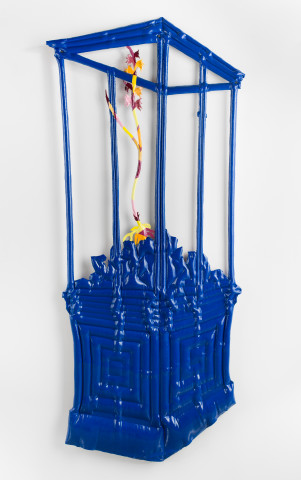Caroline Rothwell Blue Cabinet, 2019; canvas, hydrostone, aluminium, steel, paint, epoxy glass; 175 x 102 x 5 cm; Enquire