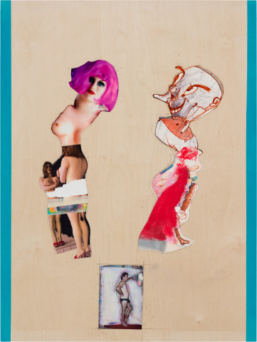 Gareth Sansom Ménage à trois, 2021; mixed media on plywood; 80 x 60 cm; more info; enquire