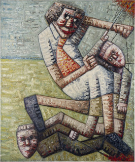 Keith Looby The Murpho Prropulsion Puphateer, 1983-84; from the series Bureaucracy Suite; oil on canvas; 185 x 155 cm; enquire