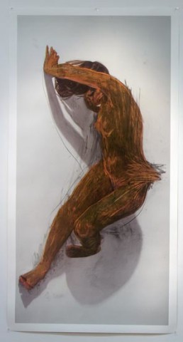 Julie Rrap Body Rub 2, 2006; archival print on watercolour paper; image size: 199 x 100cm, paper size: 210 x 110 cm; Edition of 9 + AP 1; enquire