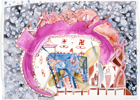 Gareth Sansom Faces, 1989; watercolour on paper; 56 x 76 cm; enquire