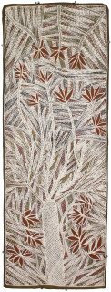 Mulkun Wirrpanda Dilminyin, 2015; 4816R; Bark painting; 100 x 36 cm; enquire