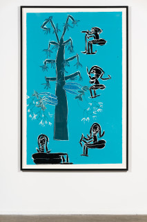 installation view; Dhambit Munuŋgurr Djalkurrk ga Baḻwurr, 2024; 5082-24; acrylic on paper; 180 x 114 cm; enquire