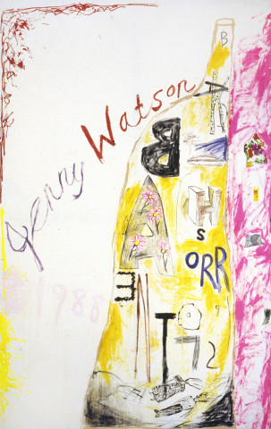 Jenny Watson Back Beach Sorrento 1972, 1988; Oil, acrylic and mixed media on rabbit skin glue primed cotton duck; 270 x 170 cm; enquire