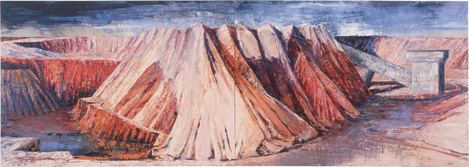 Sand Quarries (Diptych), 1986 oil on canvas 170 x 480 cm