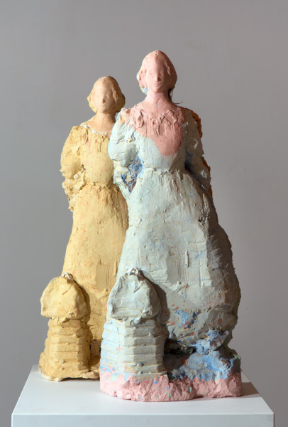 Linda Marrinon Gainsboroughs daughters, 2016, tinted plaster, 2 pieces: 71 x 28 x 11cm & 66 x 26 x 15cm