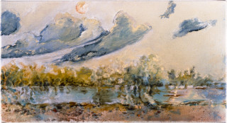 Mandy Martin Ram Paddock at Sunset, 1 16 February, 1997; oil, ochre, pigment on linen; 56 x 30 cm; enquire