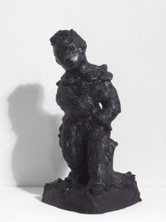 Linda Marrinon Portrait of Caroline Williams in a mohair suit on a windy day, 1998; from the series Sculpture For The Home; Terracotta tinted to resemble bronze; 17.5 x 11 x 11 cm; enquire