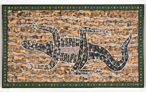 Robert Campbell Jnr Goanna, 1990; ochre on canvas; enquire