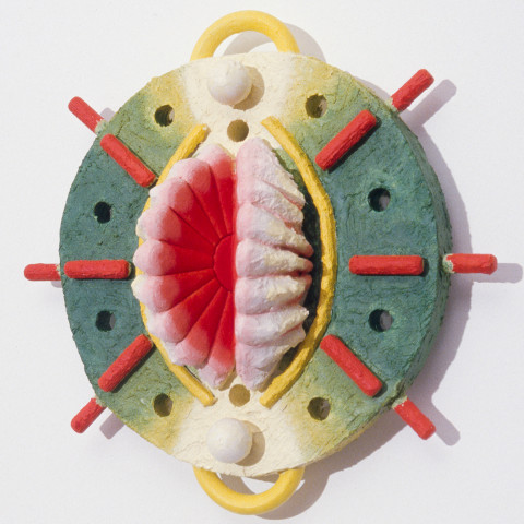 Hilarie Mais Seed, 1984; timber and surface media; 27 x 27 x 8 cm; enquire