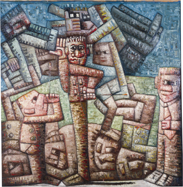 Keith Looby, Student to Mr Myth, 1983-1984, Life as prohibited mural; oil on canvas; 285 x 285 cm