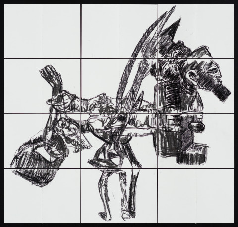 Pierre Mukeba Anatomical Observation, 2021; charcoal on archival paper; 120 x 126 cm; more info; enquire