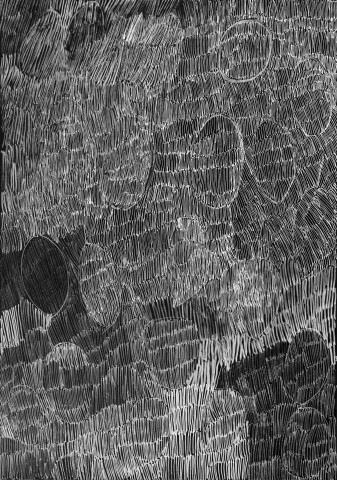 Nyapanyapa Yunupiŋu 30. Birrka'mirri 1, 2011; 4303E; paint pen on clear acetate plastic; 83.5 x 59.5 cm; enquire