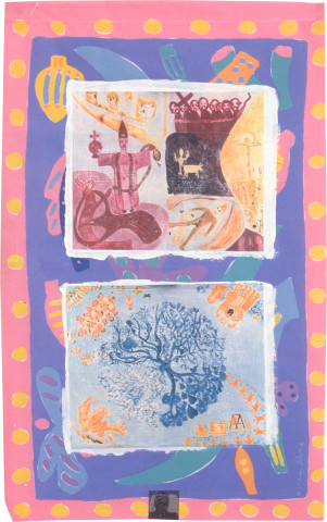 Geoff Lowe & Rosebud Good and Bad, 1995; laser transfers, synthetic polymer paint on printed cotton; 75 x 47 cm; enquire