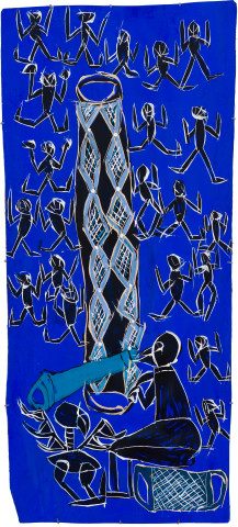 Dhambit Munuŋgurr Ganbulapula, 2020; 2714-20; earth pigments and acrylic on bark; 173 x 75 cm; more info; enquire