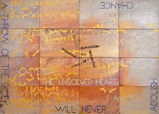 Imants Tillers Nature Speaks: CU, 2010; acrylic, gouache on 16 canvas boards, nos. 88637-88652; 101.6 x 142.2 cm; enquire