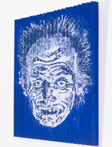 Maria Kozic MANSTER, The Picture of Dorian Gray (right side view), 1986; acrylic on wood; 80 x 80 cm; enquire
