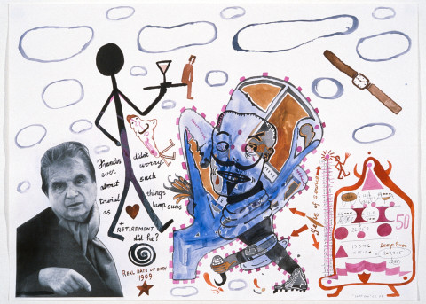 Gareth Sansom Lump Sum, 0; watercolour, ink and collage on paper; 56 x 76 cm; enquire