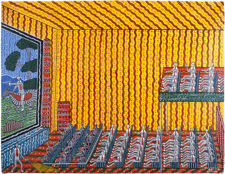 Robert Campbell Jnr Roped Off at the Picture Show II, 1987, acrylic on canvas, 91 x 120 cm