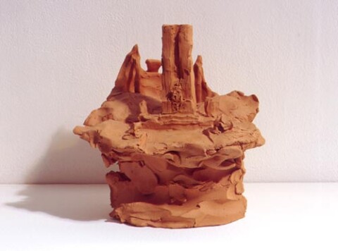 Linda Marrinon View of Sidney Myer Music Bowl, Melbourne, 1998; from the series Sculpture For The Home; Terracotta; 18 x 19 x 17 cm; enquire