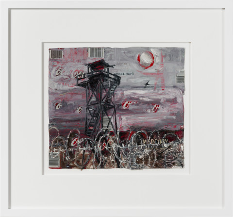 Fiona Hall single hope (I), 2019; oil paint on aluminium drink cans; 54 x 58 cm; enquire