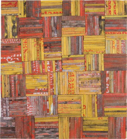 Rosalie Gascoigne Autumn, 1989; sawn / split soft drink crates on plywood; 92 x 83.5 cm; enquire