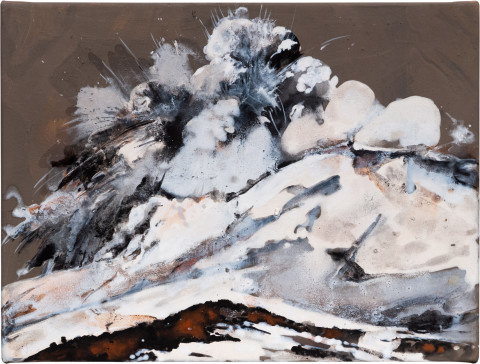 Mandy Martin Epic Fatality; Mount Ruapehu Erupting, 2007; Ochre, pigment and acrylic on arches paper; 30 x 40 cm; enquire