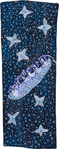 Dhambit Munuŋgurr Djulpan, 2020; 3073-20; earth pigments and acrylic on bark; 214 x 84 cm; more info; enquire