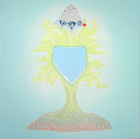 Michelle Hanlin Coat of Arms (Swansong), 2005; acrylic on canvas; 100 x 100 cm; enquire