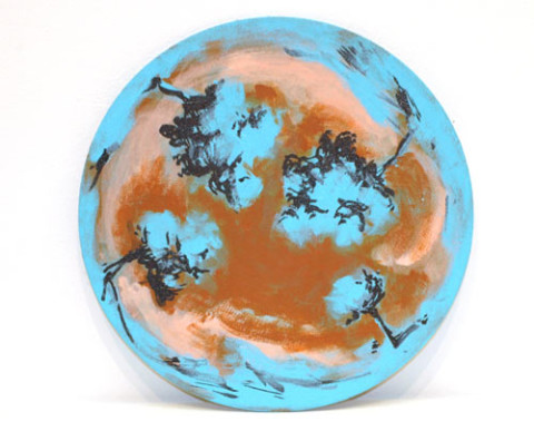 Tony Clark Landscape, 2005; acrylic and permanent ink on canvasboard; 24 cm diameter; enquire
