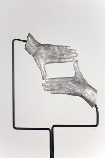 Julie Rrap Instrument: Framing, 2015; cast aluminium and steel; 175 x 35 x 35 cm; Edition of 5 + AP 1; enquire