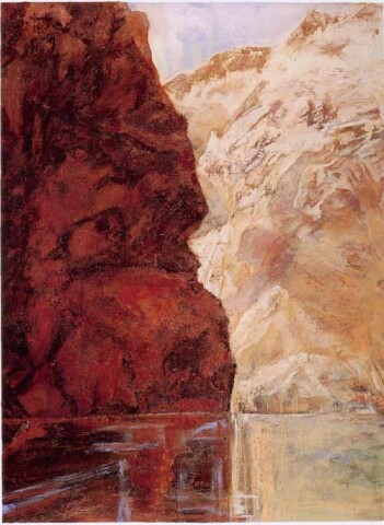 Mandy Martin Battle of the Giants, 2002; oil, ochre & pigment on linen; 244 x 180 cm; enquire