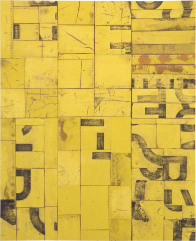 Rosalie Gascoigne A Certain Smile, 1994-95; retro-reflective roadsign on craftboard; 94 x 77 cm; enquire