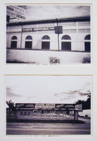 Destiny Deacon Postcard from Cairns (1) (2), 1998; 2 black & white laser prints; 21 x 29.8 cm; Edition of 15; enquire