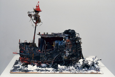 Victor Rubin The Iron Lung, 1987; wood, metals, plastic, minerals, oil, acrylic and modelling paste; enquire