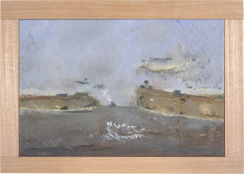 Linda Marrinon Stormy Day at Queenscliff, 1996; Oil on canvas; 46 x 30 cm; enquire