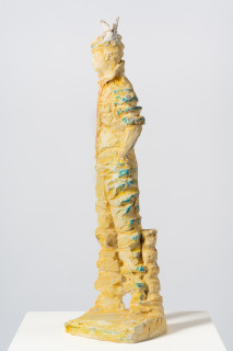 Linda Marrinon A sentimental bloke, 2025; painted plaster and hessian; 80 x 28 x 28 cm; enquire