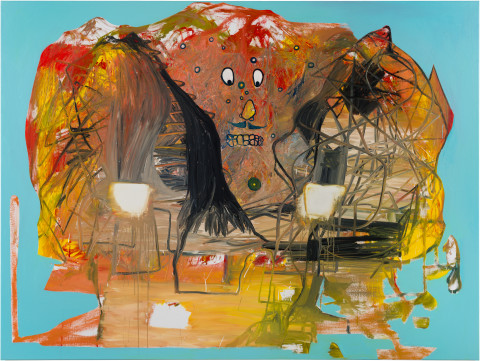 Gareth Sansom Understanding chaos, 2019; oil and enamel on linen; 183 x 244 cm; enquire