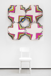 Jim Lambie Metal Box (Ludisia Orchid), 2025; polished steel and aluminium sheets,
gloss paint; 120 x 120 x 20 cm; enquire