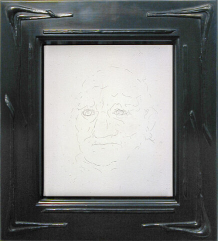 Hany Armanious Untitled hair drawing # 4, 2003; human hair and acrylic binder on paper on canvas, framed; 30.2 x 25.4 cm; (canvas size) 49.4 x 44.2 cm (frame size); enquire