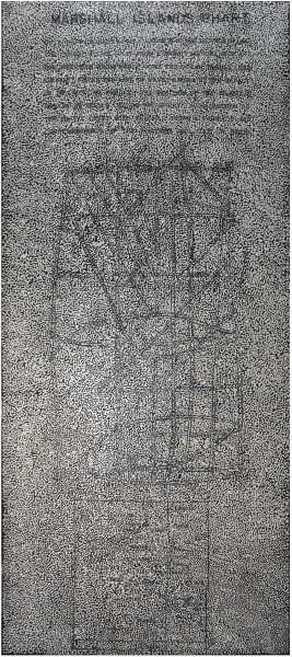 Daniel Boyd untitled (TI3) , 2015; oil and archival glue on linen; 487 x 213 cm; enquire