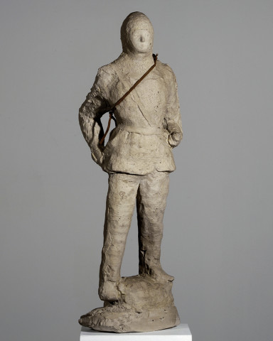 Linda Marrinon Knight in chain mail, 2007; tinted plaster, leather; 79 x 25 x 28 cm; enquire