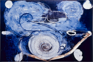 John Firth-Smith The Surge the Sounds the Pull, 1993; oil on linen; two canvases each 91 x 274 cm, total 183 x 274 cm; enquire