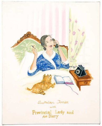 Vivienne Shark LeWitt Australian Terrier with Provincial Lady, 2006; acrylic on linen; 77 x 61 cm; enquire